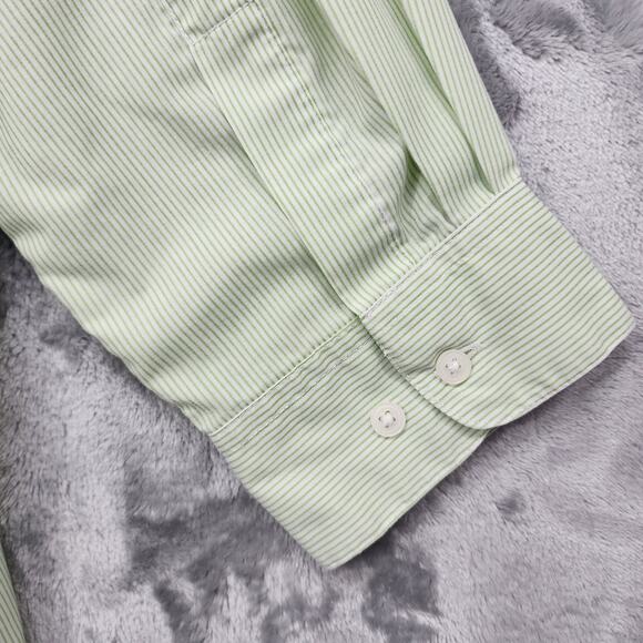 Vintage Get Lucky USA Top Womens 1X Green Striped Long Sleeve Bird House Flowers - Picture 8 of 14